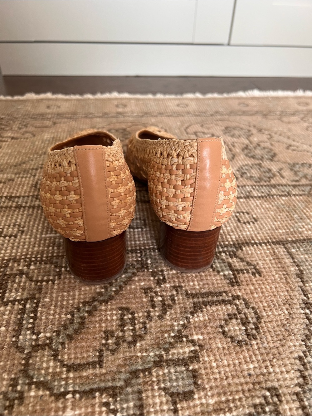 Sezane Anya Natural Woven Low Block Heels 38 - Picture 4 of 6